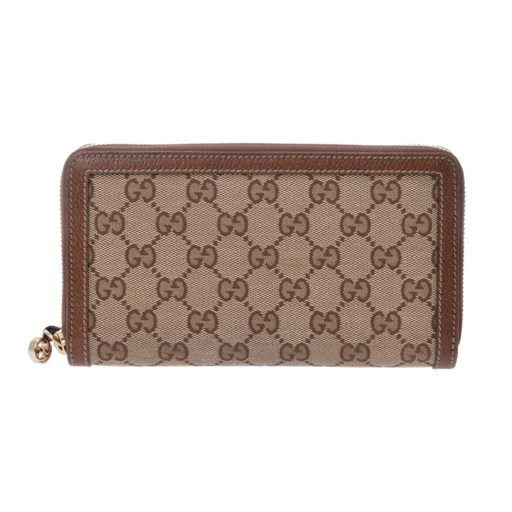 Gucci round zipper long wallet GG canvas beige